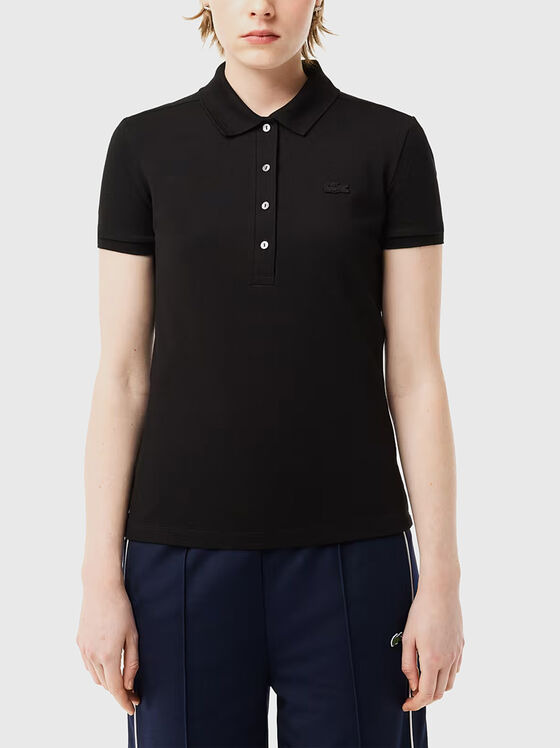 Tricou polo negru cu logo  - 1