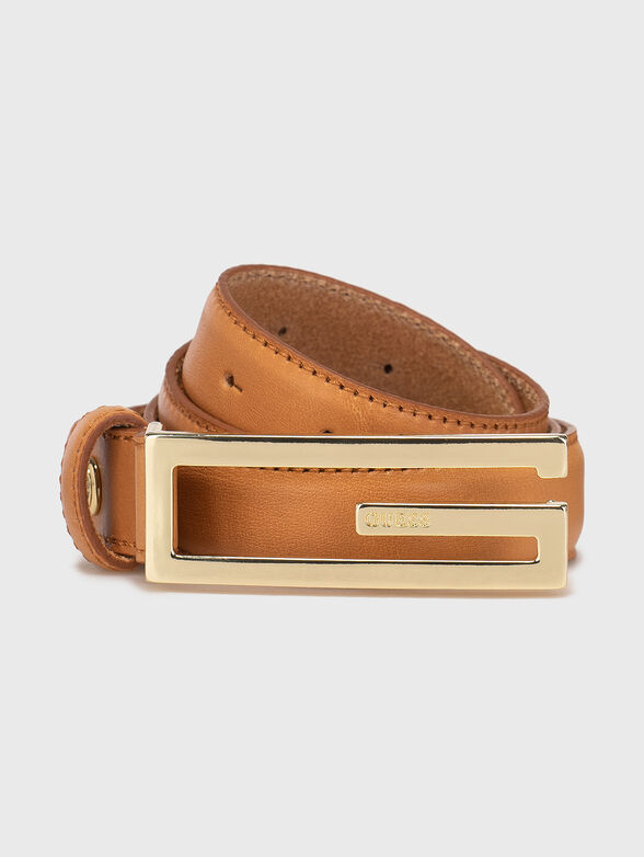 Beige belt with logo buckle - 1