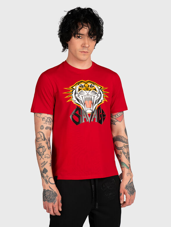 TS115 red T-shirt with accent print  - 1