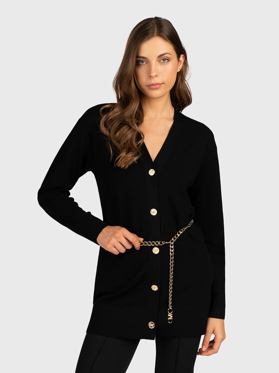 Cardigan negru cu nasturi de accent - 1
