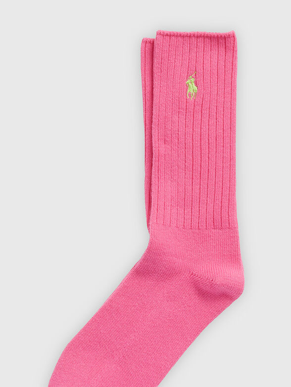 Pink socks with logo embroidery - 2