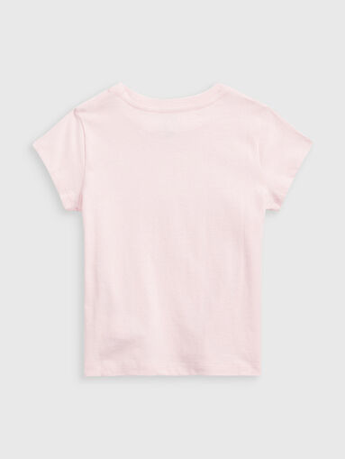 Pink T-shirt with contrasting logo patch - 5