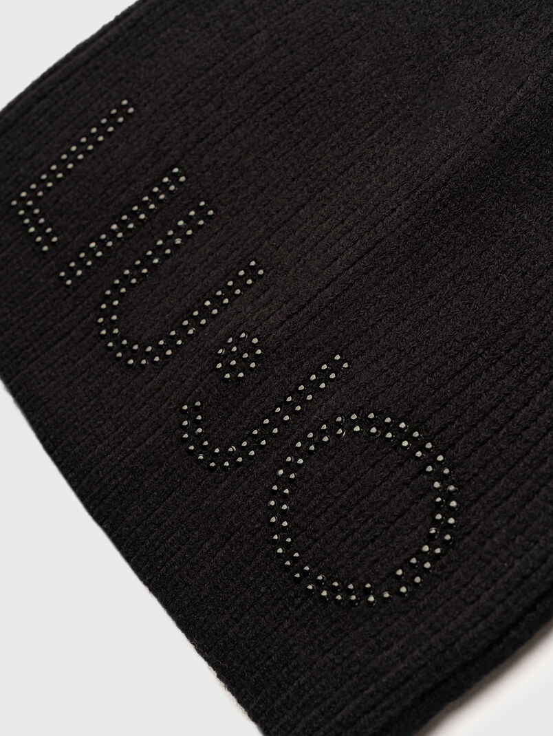 Hat with appliqued rhinestones of viscose blend - 3