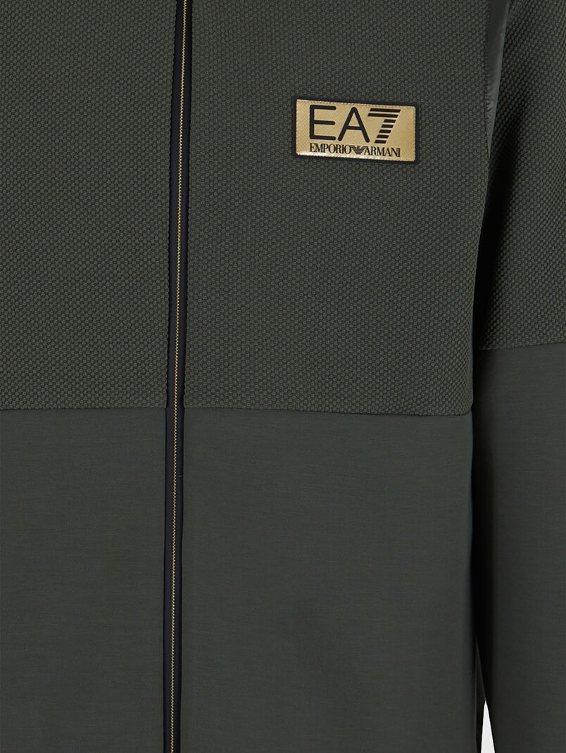 Dark green sweatshirt with zipper and logo accent - 3
