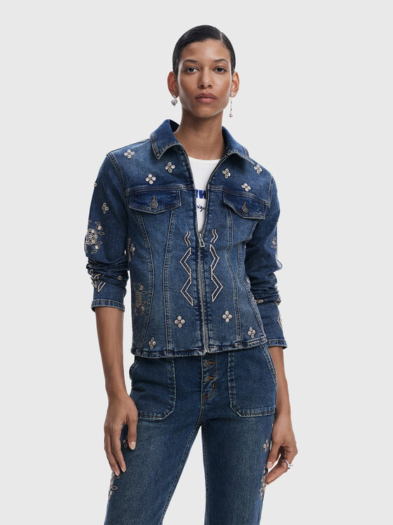 Jachetă din denim cu broderie - 1