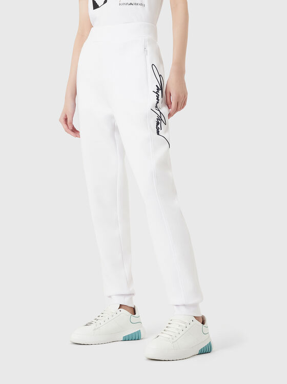 White sports trousers with embroidery - 1
