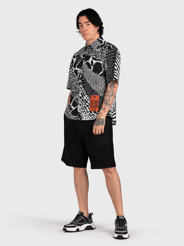 Cotton shirt with short sleeves and animal print - 2