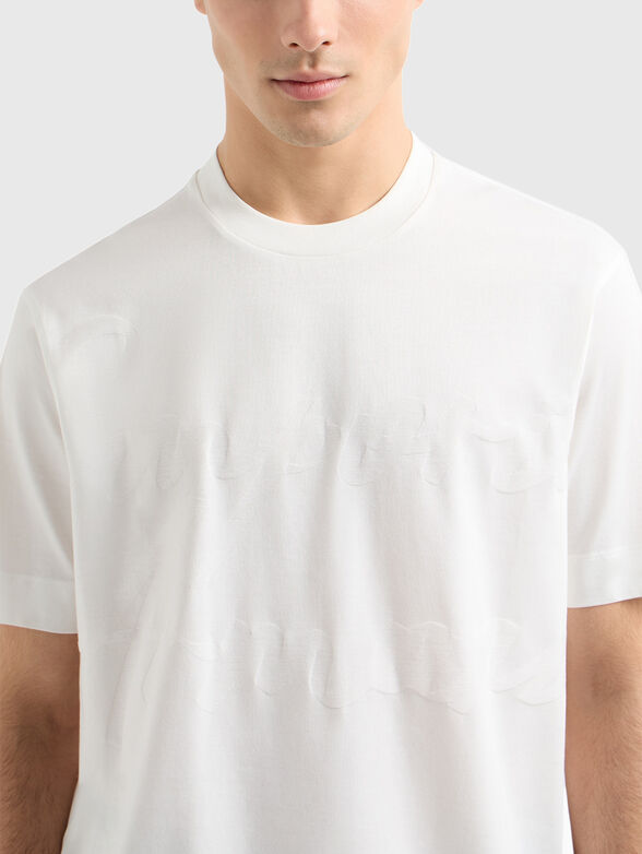 Cotton T-shirt with logo in beige - 4