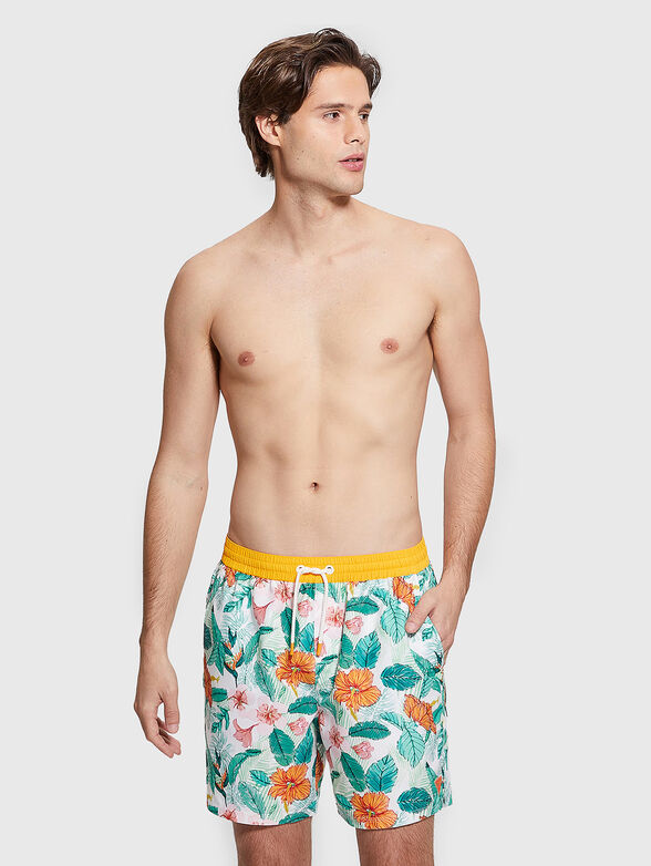 Beach shorts with floral print - 4