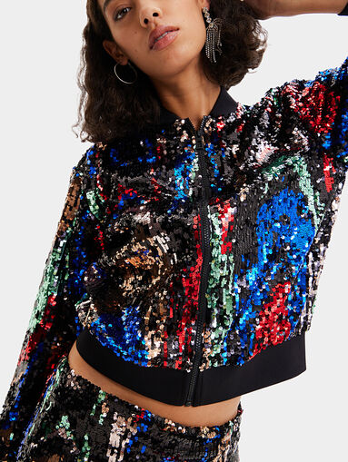 Bomber jacket with multicolored sequins - 4