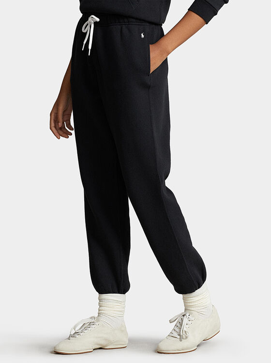 Black sports pants with logo embroidery - 1
