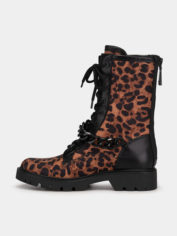 RIPLEE leopard print ankle boots with metal chain - 4