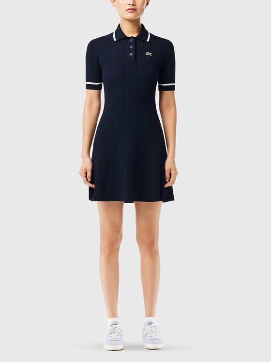 Rochie mini albastru închis cu margini în contrast - 1
