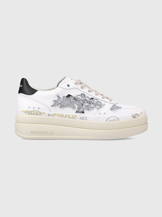 Adidași din piele MICOL cu elemente florale - 1