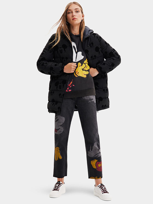 Padded jacket with Mickey Mouse print velvet - 4
