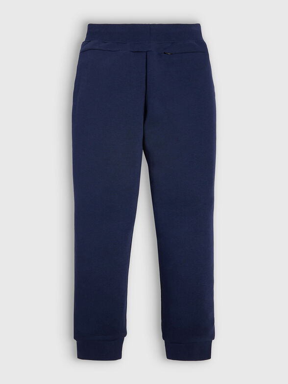 Blue sports trousers with contrasting logo - 2