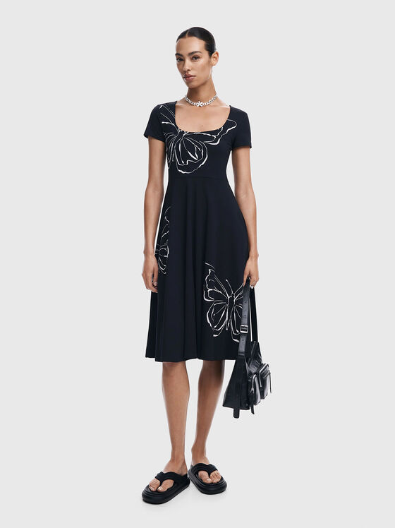 Rochie neagră RALEIGH cu imprimeu - 1