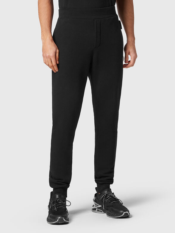 Black sports trousers with logo patches  - 1