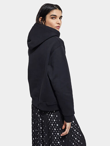 Black sweatshirt with hood and logo print - 3