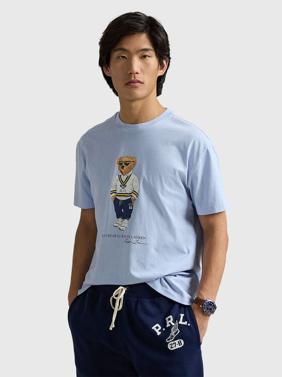 Tricou slim cu decolteu oval și imprimeu Polo Bear - 1