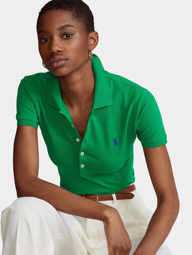 Green polo-shirt with buttons - 5