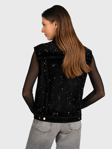 Denim waistcoat with rhinestones  - 3