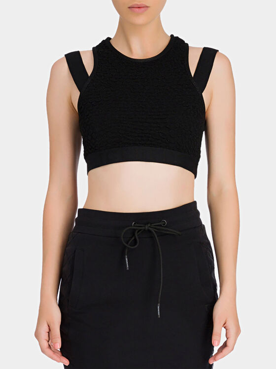 Cropped top with branded straps - 1