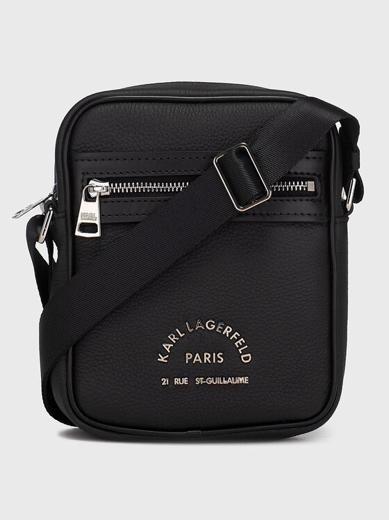Black crossbody bag with metal logo lettering - 1