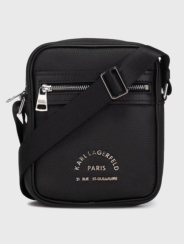 Black crossbody bag with metal logo lettering - 1