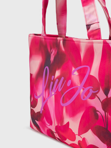 Large bag with floral print and logo - 4