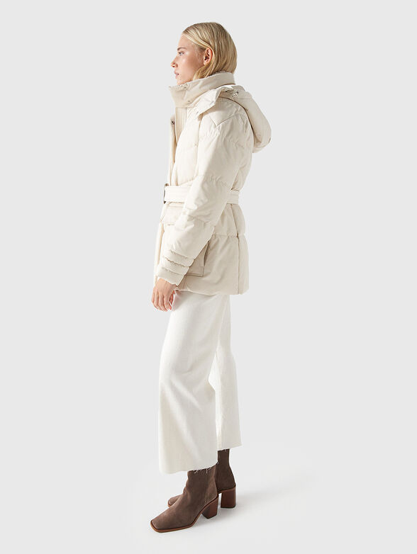 Black puffer jacket with belt - 4