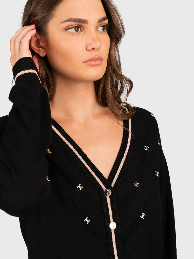 Black cardigan with golden accents - 3