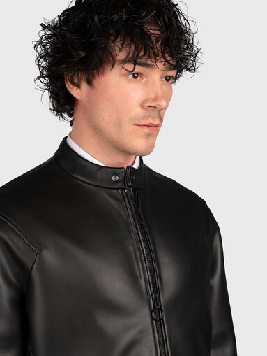 Black biker jacket made of faux leather - 3