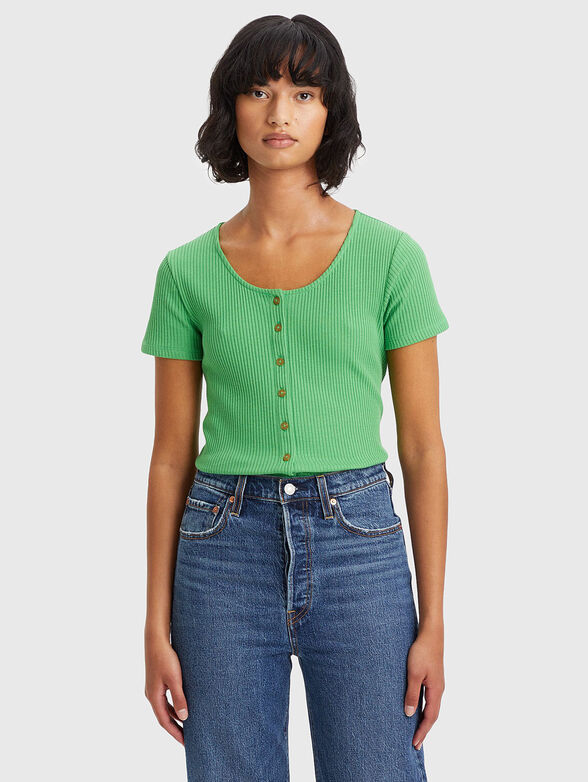 LIME green top with buttons - 4