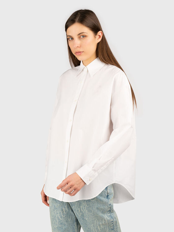 Long sleeved cotton shirt with accent back - 1