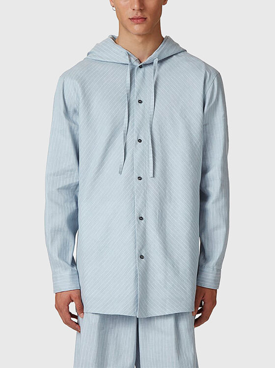 Linen and cotton shirt with hood - 1