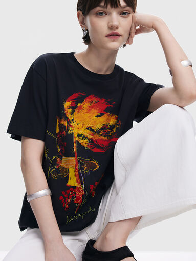 PALM cotton T-shirt with oval neckline - 5