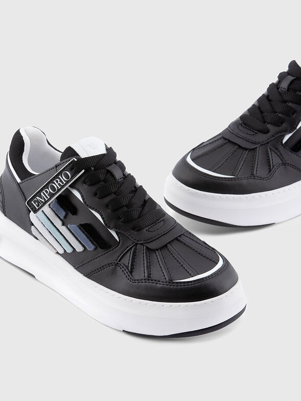 Logo leather sneakers - 4