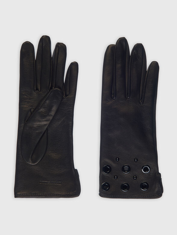 Leather gloves with logo - 1