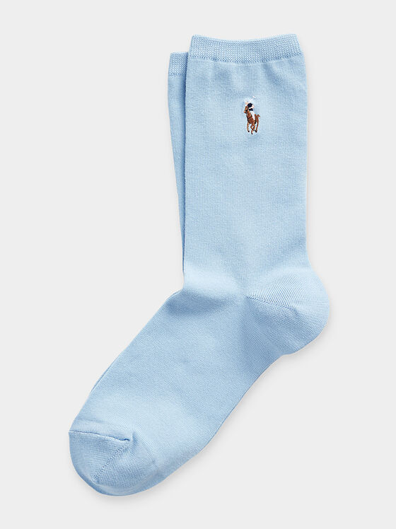 Șosete albastre cu broderie logo - 1