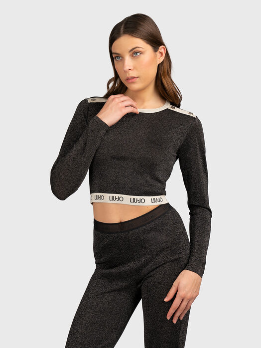 Cropped sweater with lurex threads