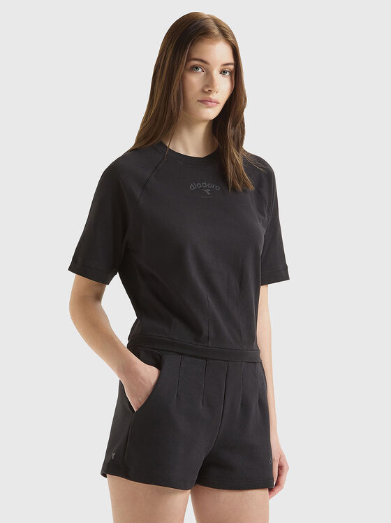 Tricou negru cu detaliu logo - 1