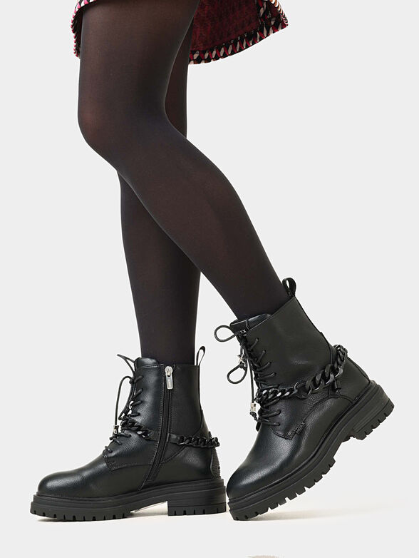FABULOUS black ankle boots with metal accent - 2