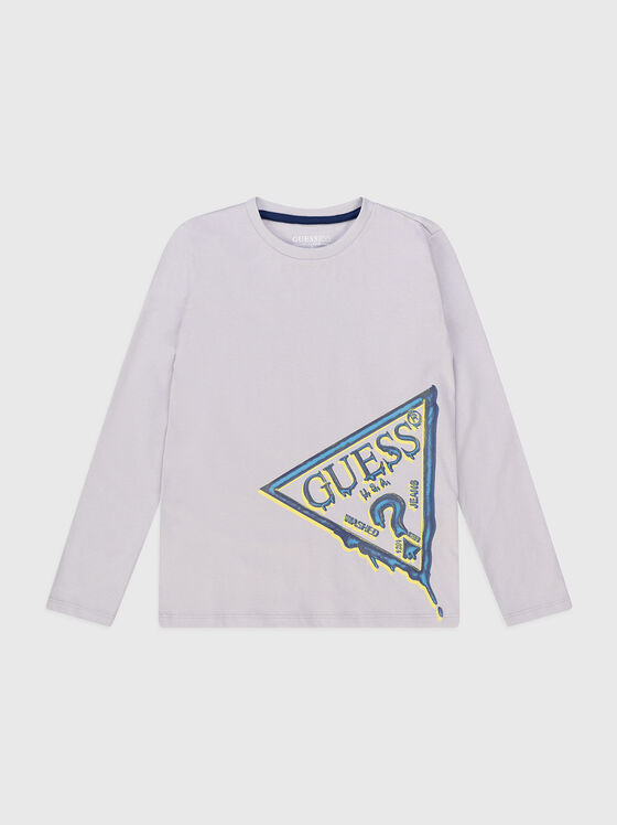 Black cotton blouse with logo print - 1