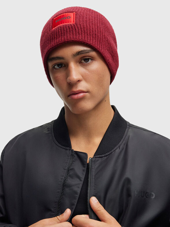 Wool blend hat with contrast logo - 2