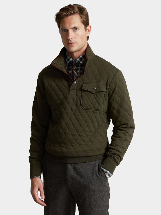 Dark green sweater with quilted effect - 1