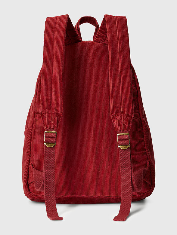 Backpack in red colour with velvet texture - 2