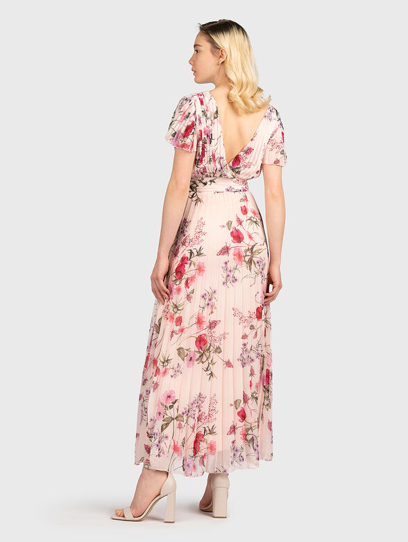 Long pleated dress with floral print - 2