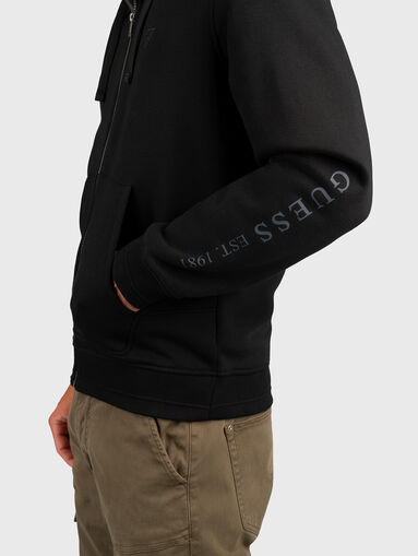 Black sweatshirt with zip and hood - 4