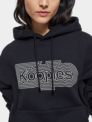 Black sweatshirt with hood and logo print - 4